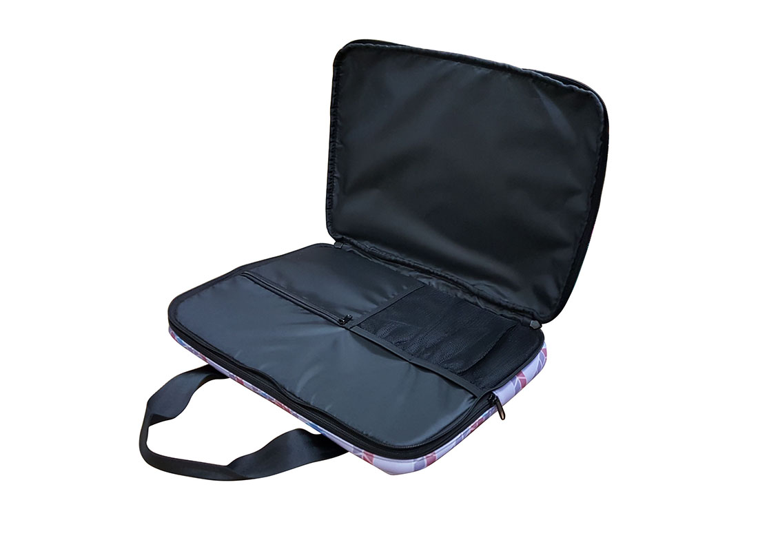 Neoprene Laptop bag with cubic printing open