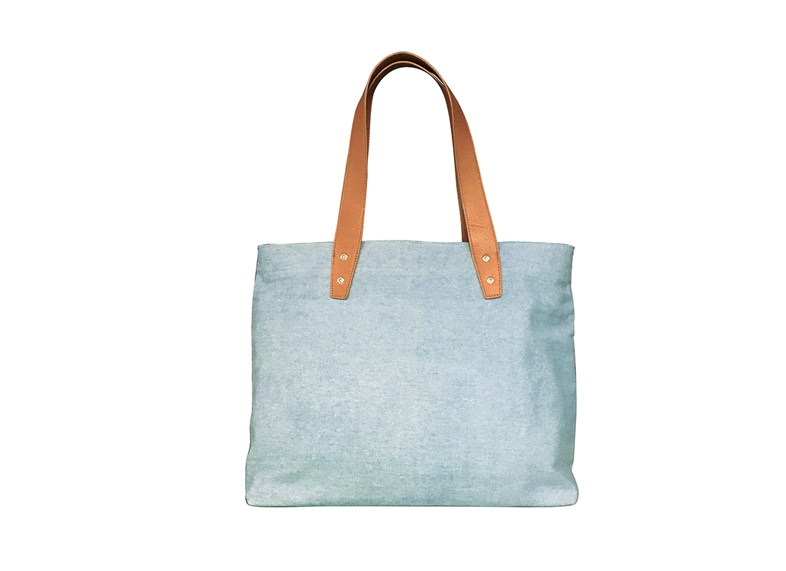 back of denim tote bag