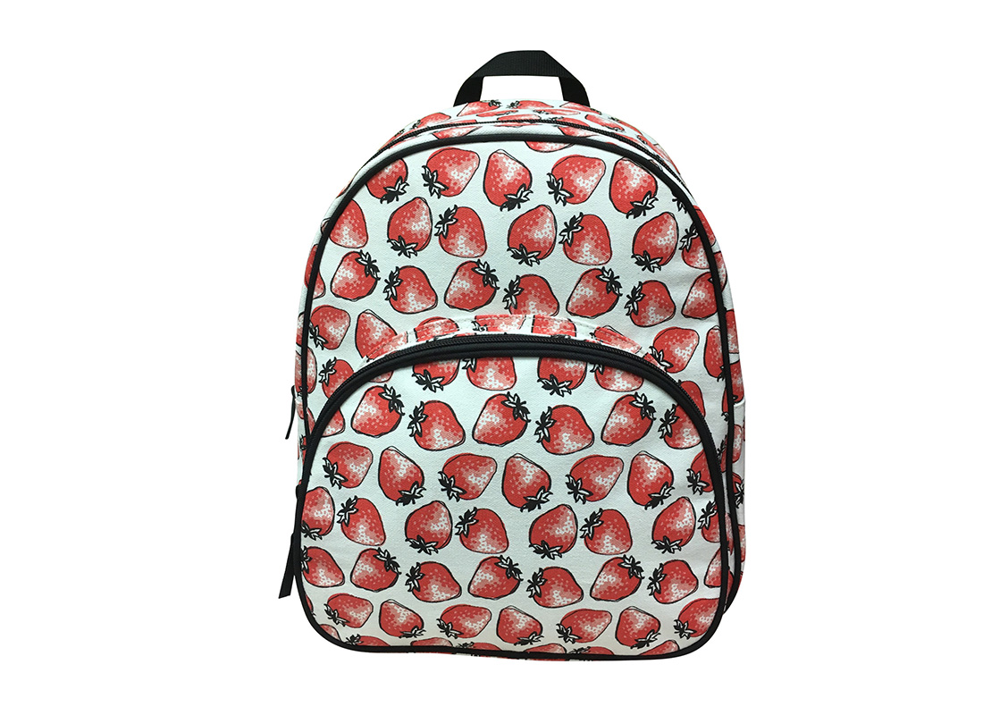 Canvas Backpack with Strawberry print