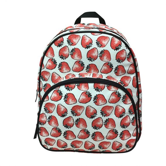 Canvas Backpack with Strawberry print