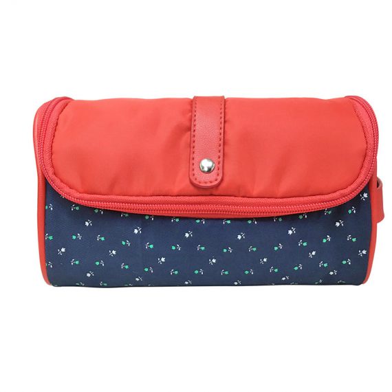Floral Cosmetic Bag with red flap