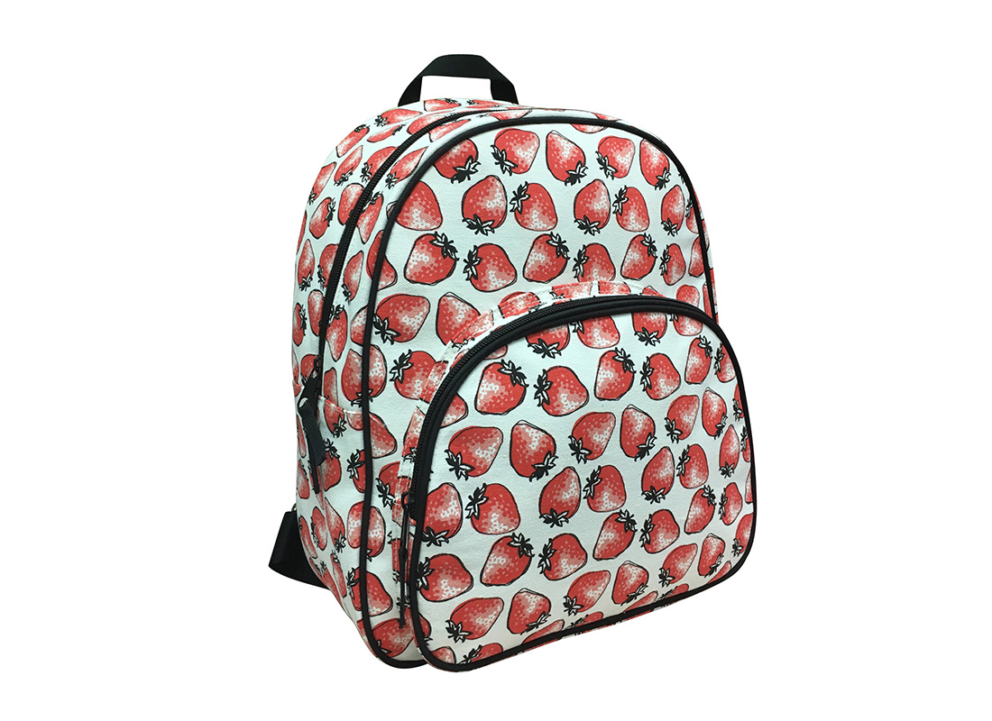Canvas Backpack with strawberry print side