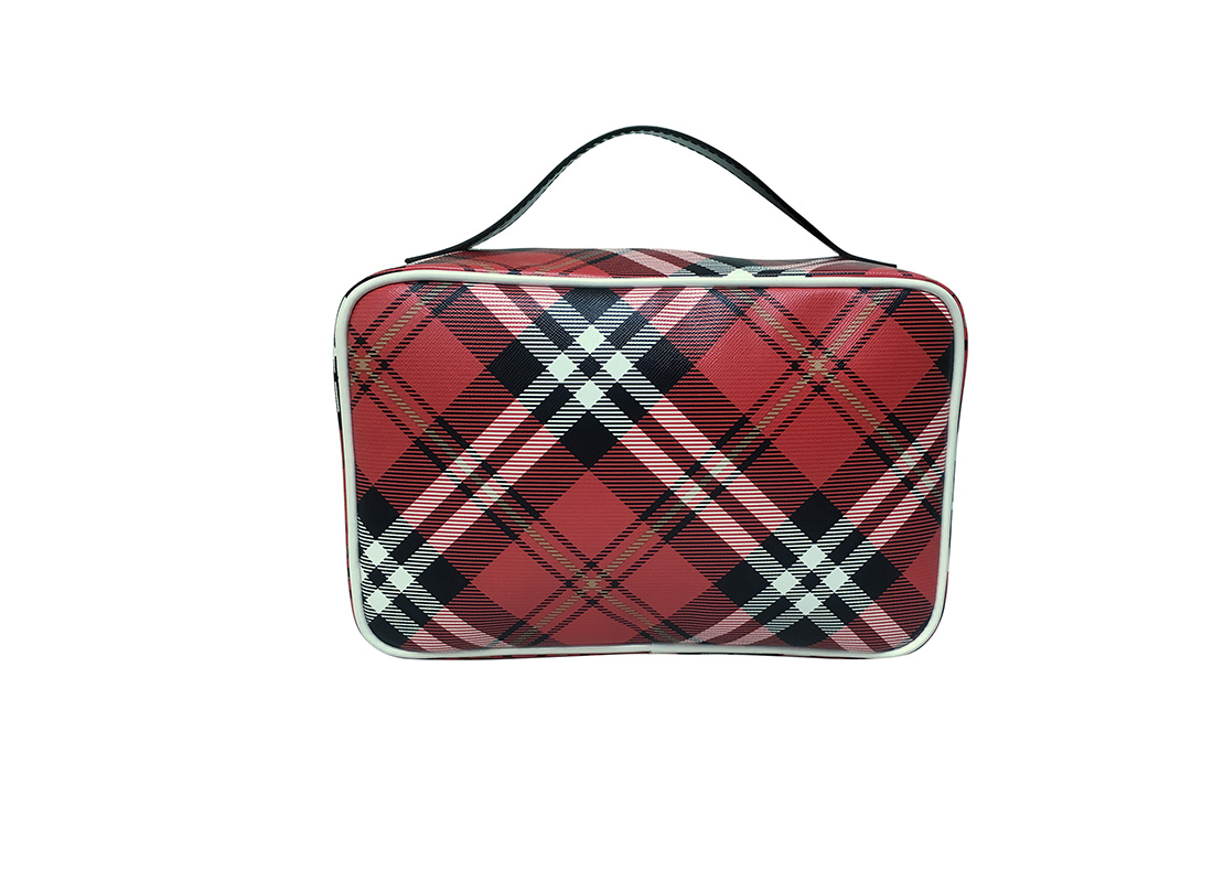 Back of Square shape plaid cosmetic Bag