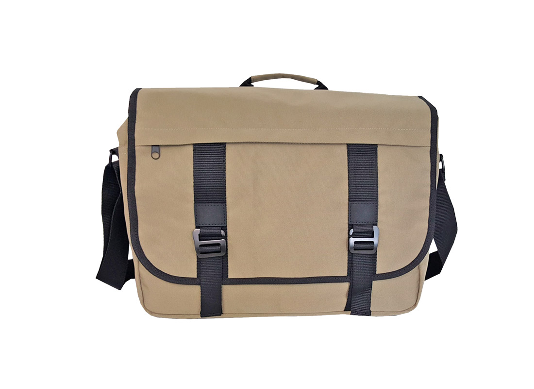 Men messenger bag with flap in sand color