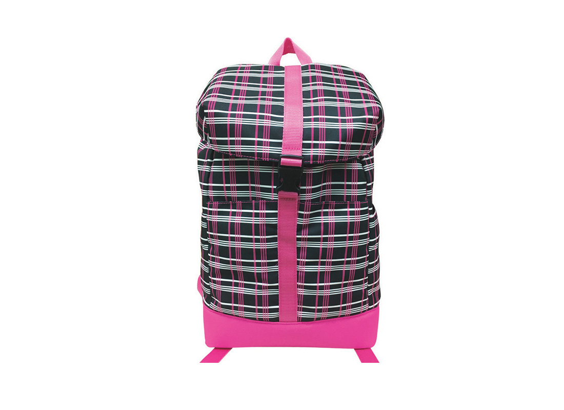Plaid backpack with flap closure