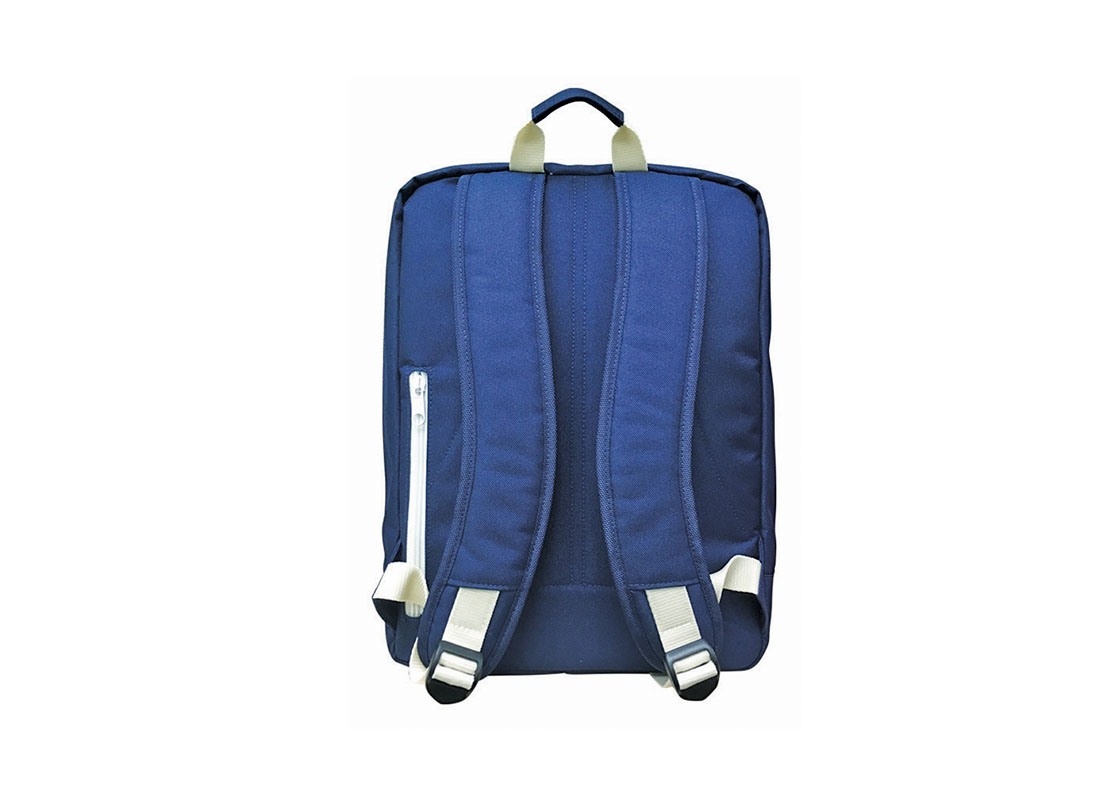 rectangle shape backpack in blue & White back