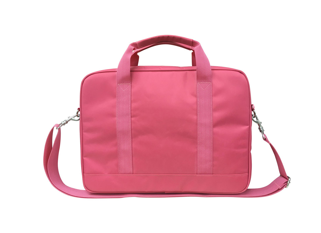 Back of a laptop bag for women in pink nylon
