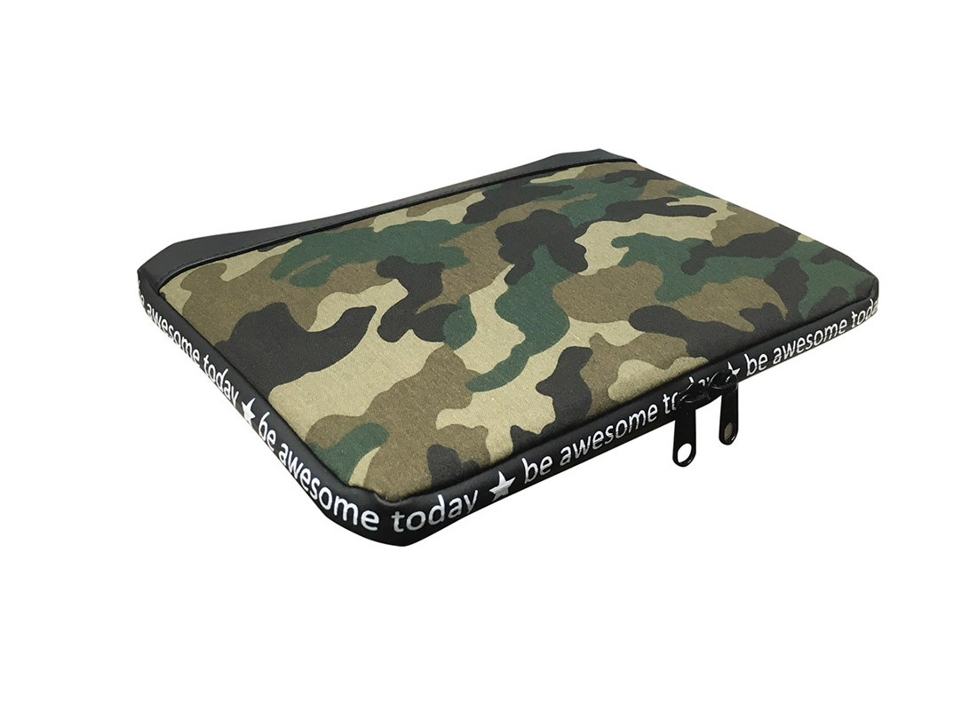 camouflage laptop sleeve with print logo zipper
