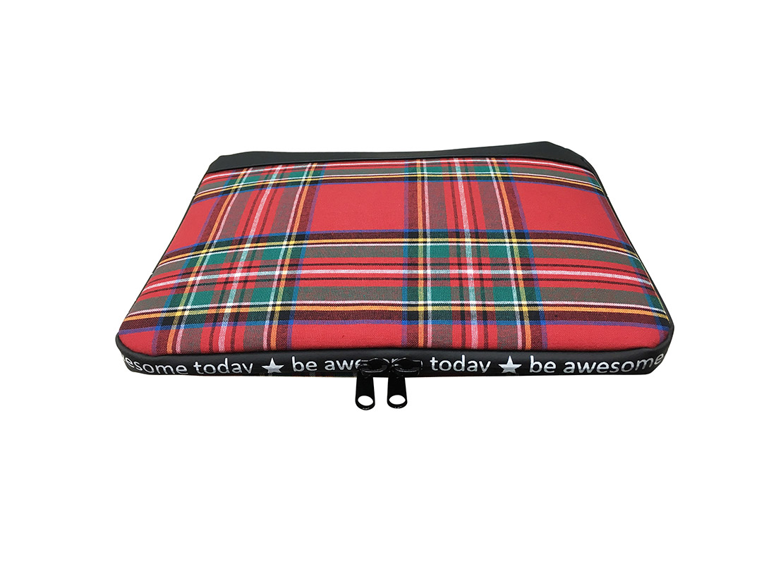 Top view of Plaid laptop sleeve
