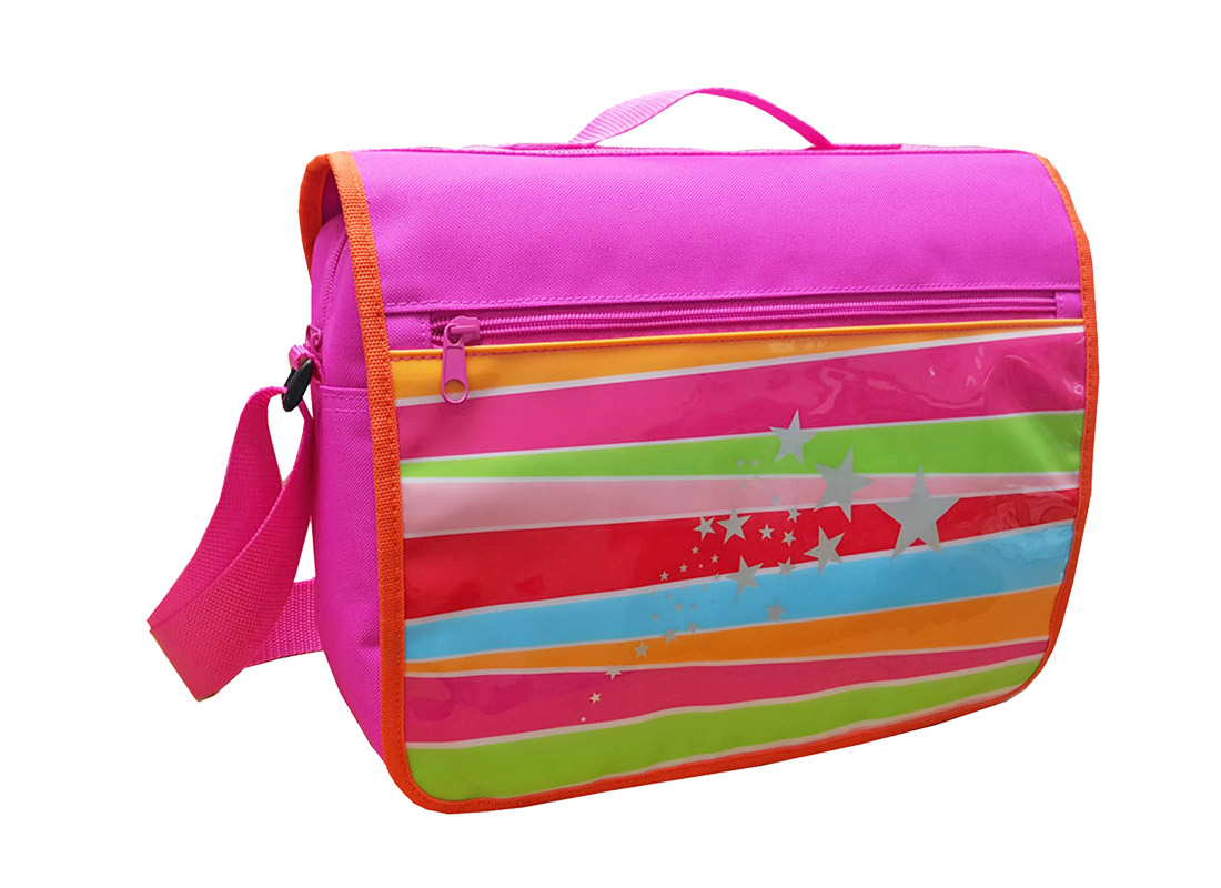 Girl messenger bag with front rainbow printing L Side