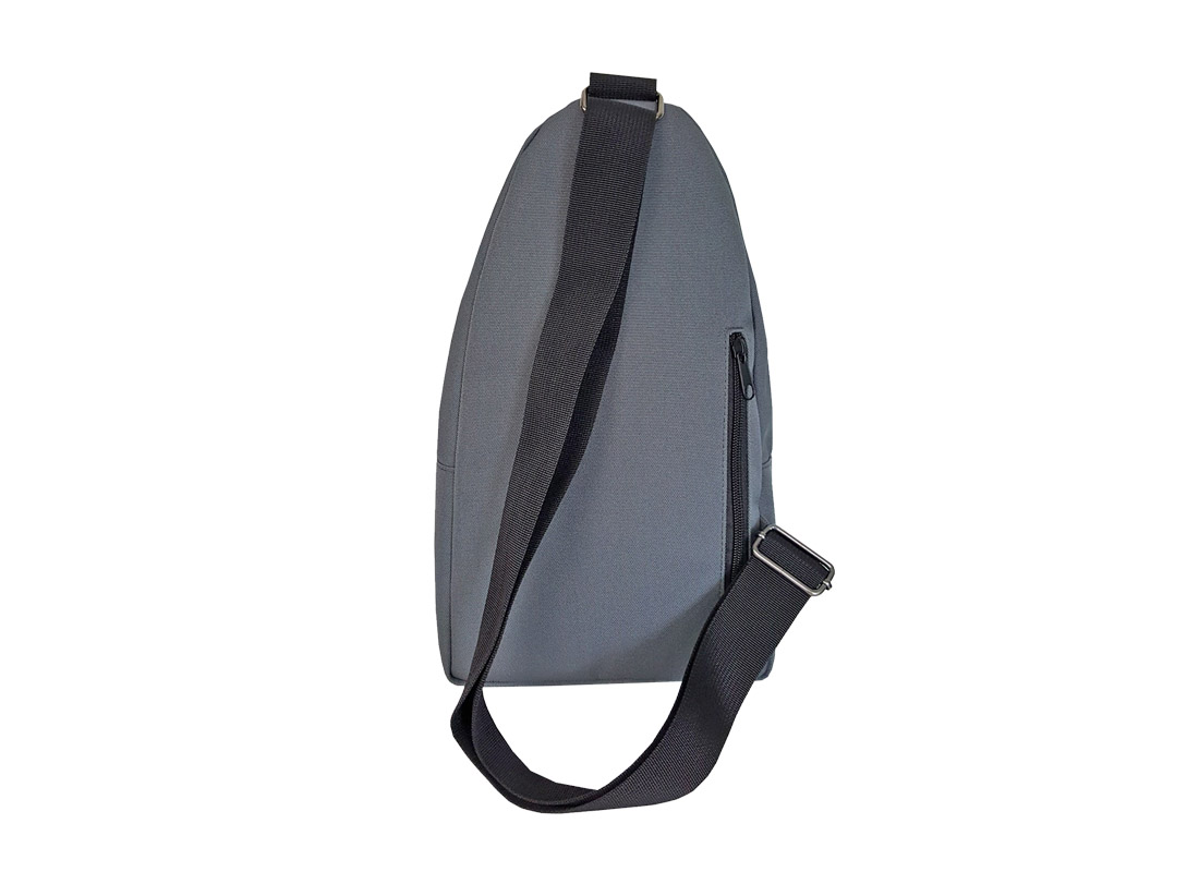 Men sling bag in grey with rear zipper pocket back