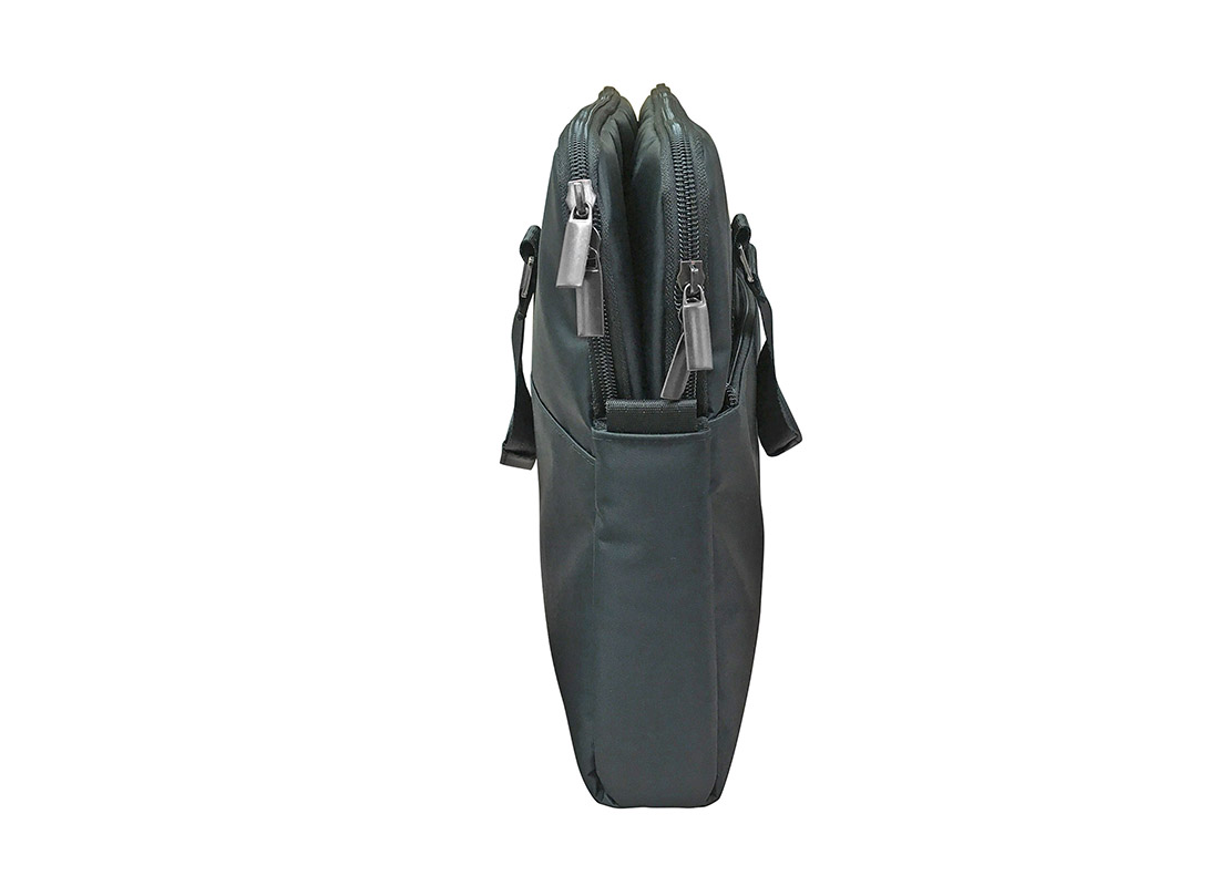 Top side view of two compartment laptop bag