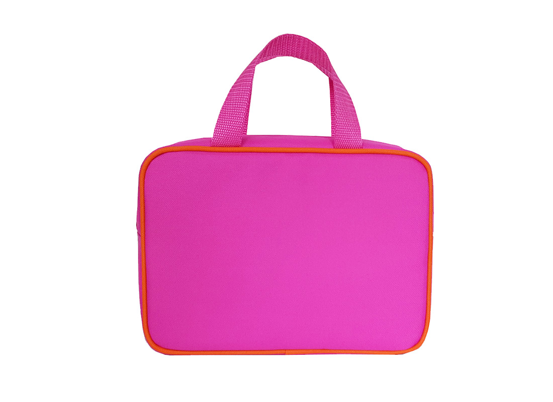 Square lunch bag for girl with front rainbow print back