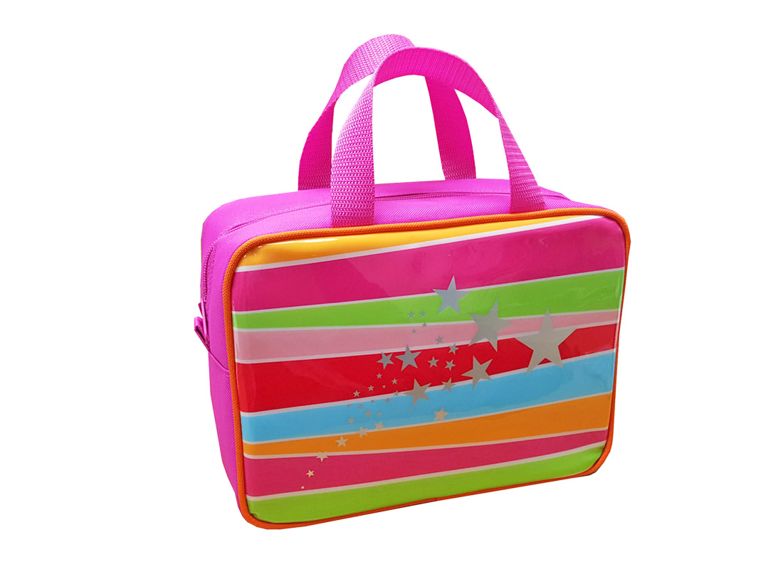 Square Lunch Bag for girl with front rainbow print side