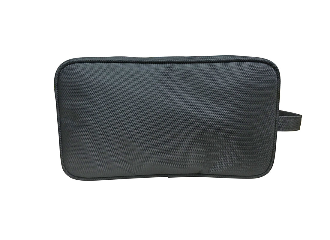 Back of Large two compartment Men Toiletry in black