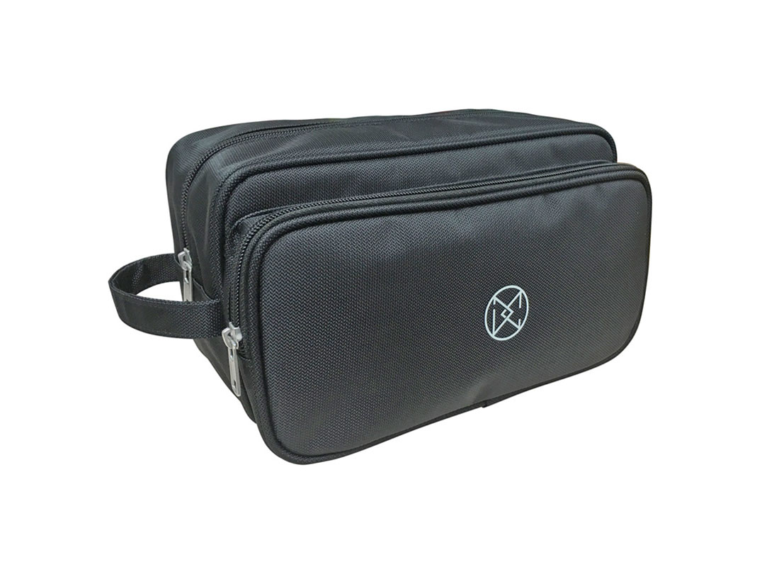 Large two compartment men toiletry in black L side