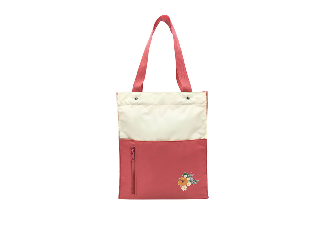 Girls Tote Bag in Pink & Beige