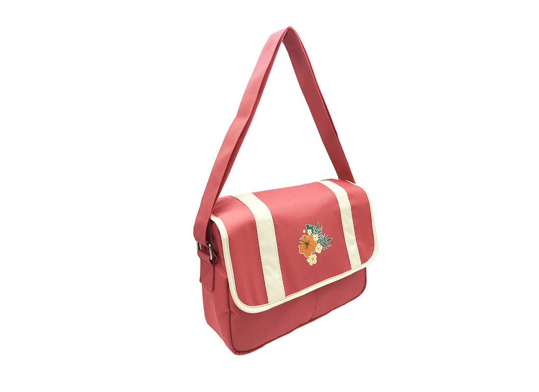 Shoulder Bag with flap & a Hawaii flower print L side
