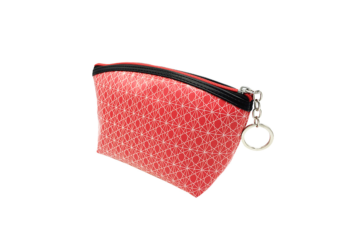 small pouch in pink with monogram printing side