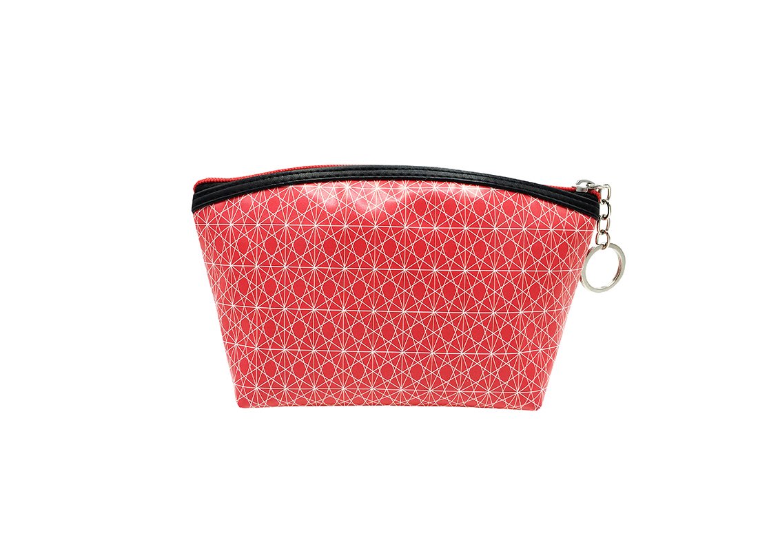 small pouch in pink with monogram printing back