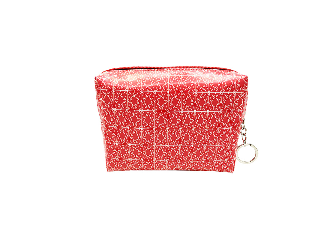 cosmetic bag in pink with monogram printing back