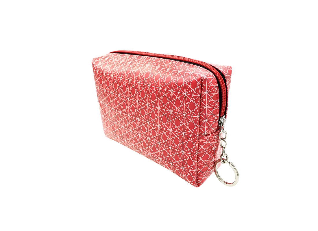 cosmetic bag in pink with monogram printing R side