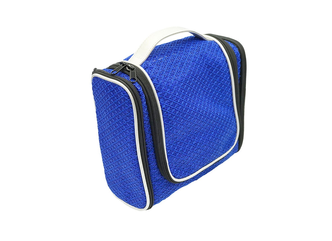 Large Sequin Cosmetic bag in blue L side