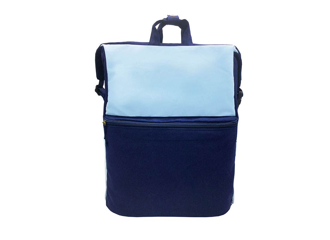 Two way Canvas backpack in light & dark blue