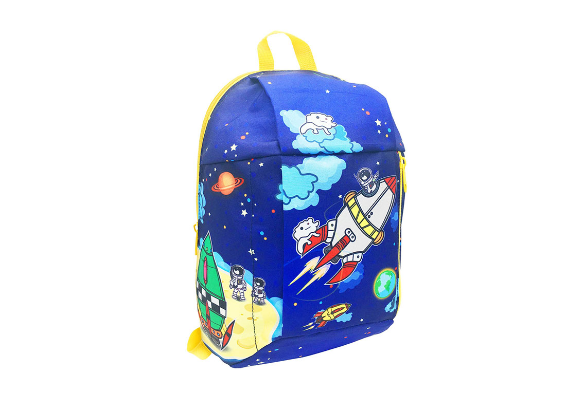 children backpack with spaceship printing L side