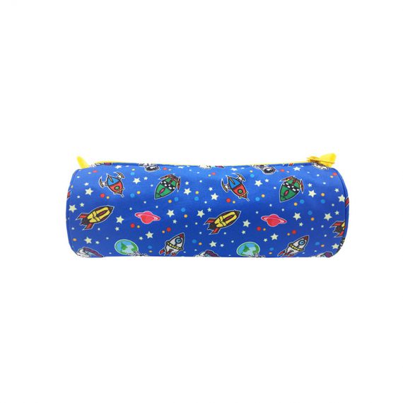 Round Shape pencil case with spaceship print