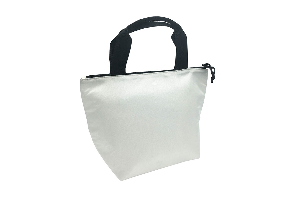 Tote bag style cooler bag in white - L side