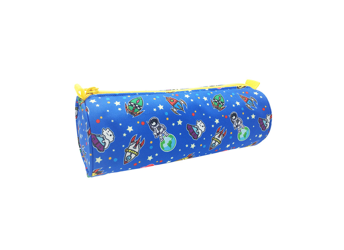 Round Shape pencil case with spaceship print side