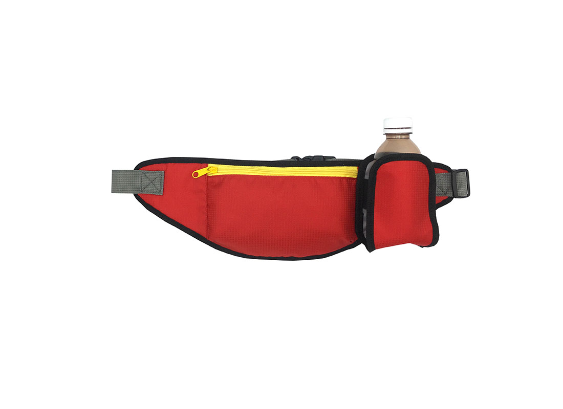Sporty waist bag with small water bottle holder in red