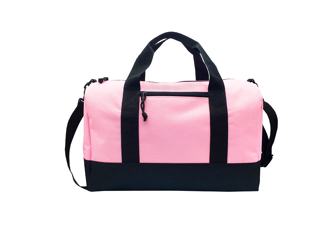 small duffel bag in pink