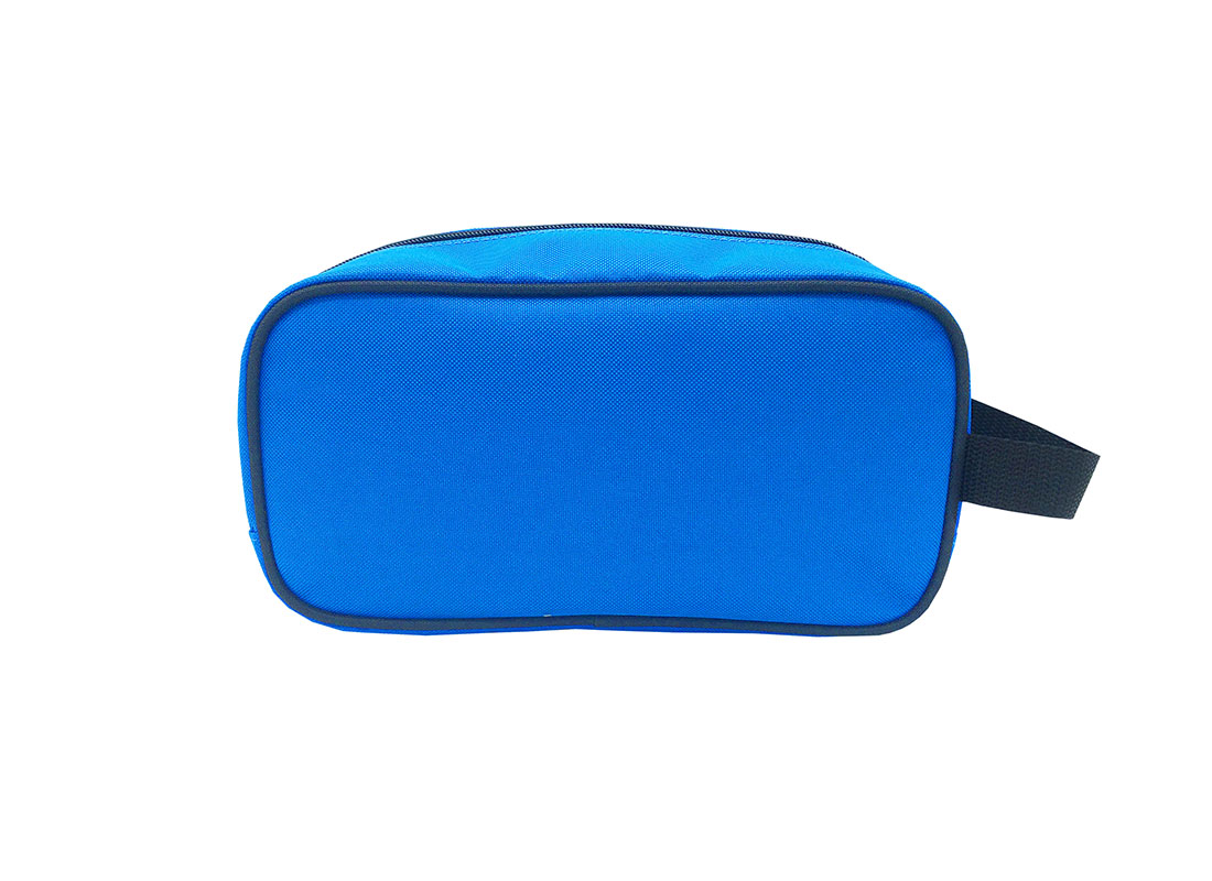 small toiletry bag in blue back