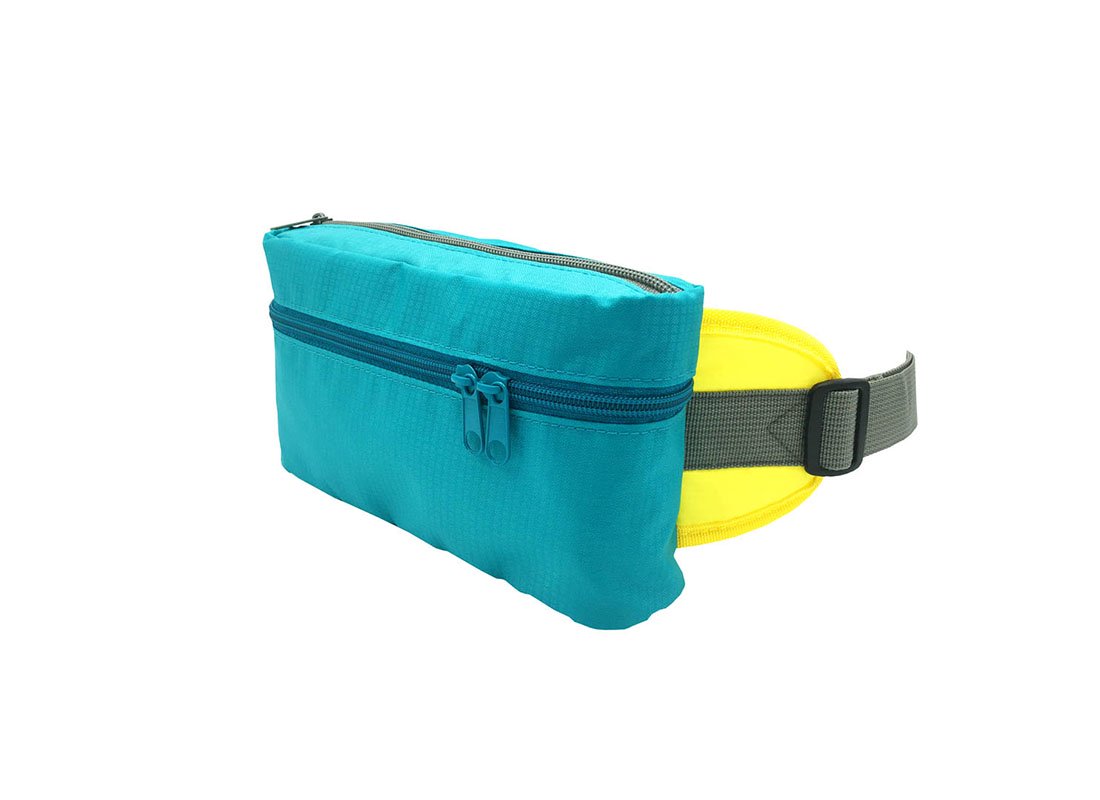 Rectangular shape waist bag in acqua side