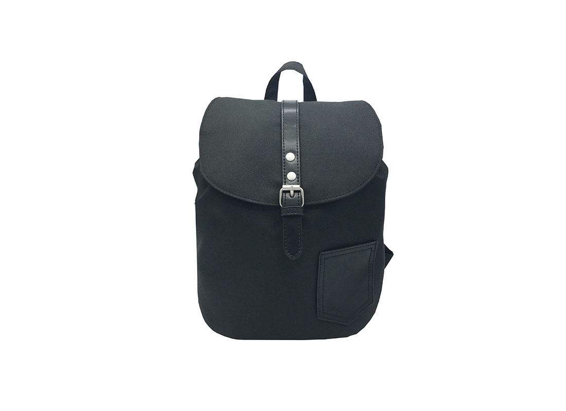 Mini Black Backpack with Soft Material Front