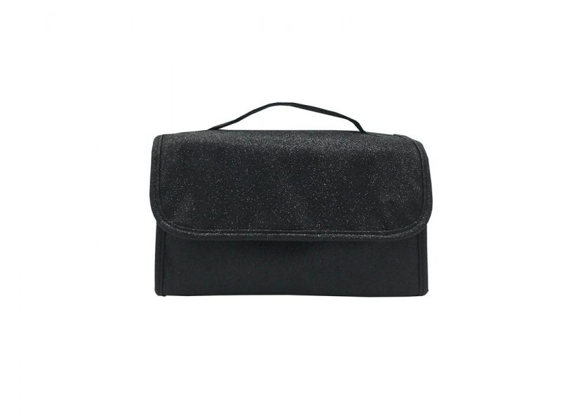 Rollup Makeup Bag in Black Front