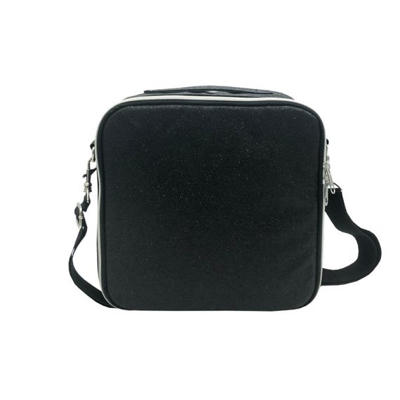 Flexible Interior Cosmetic Bag in Black Shiny PU Front
