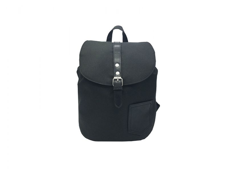Mini Black Backpack with Soft Material Front