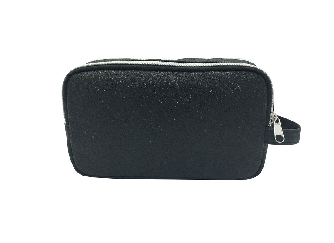Black Shiny PU Cosmetic bag back
