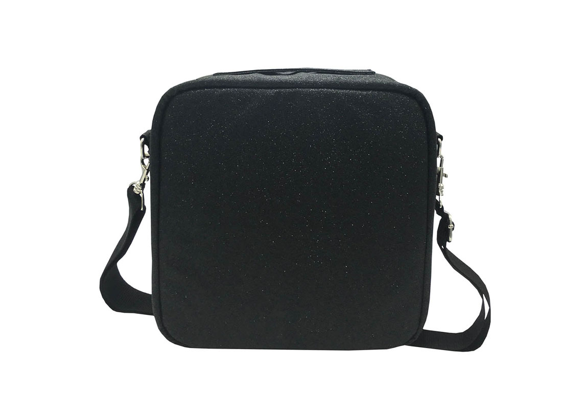 Flexible Interior Cosmetic Bag in Black Shiny PU Back