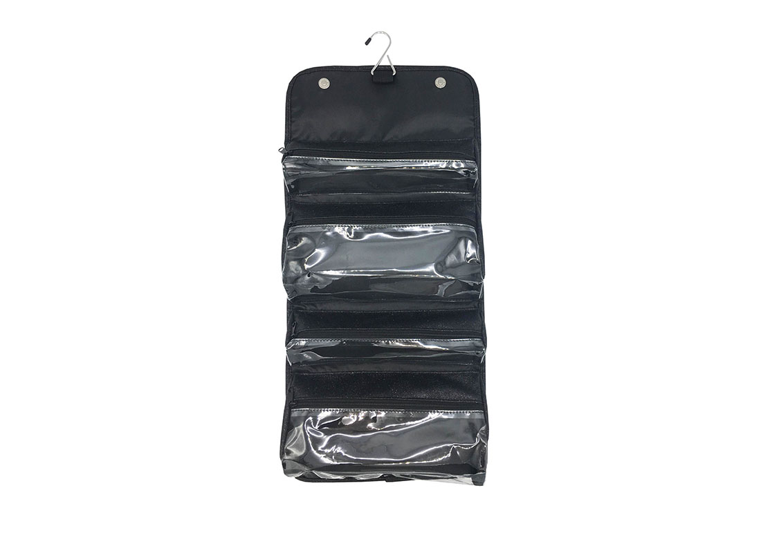 Rollup Makeup Bag in Black Open