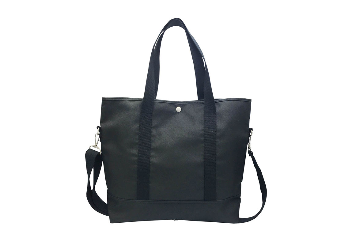 Long Shoulder Strap Tote Bag in Black Back