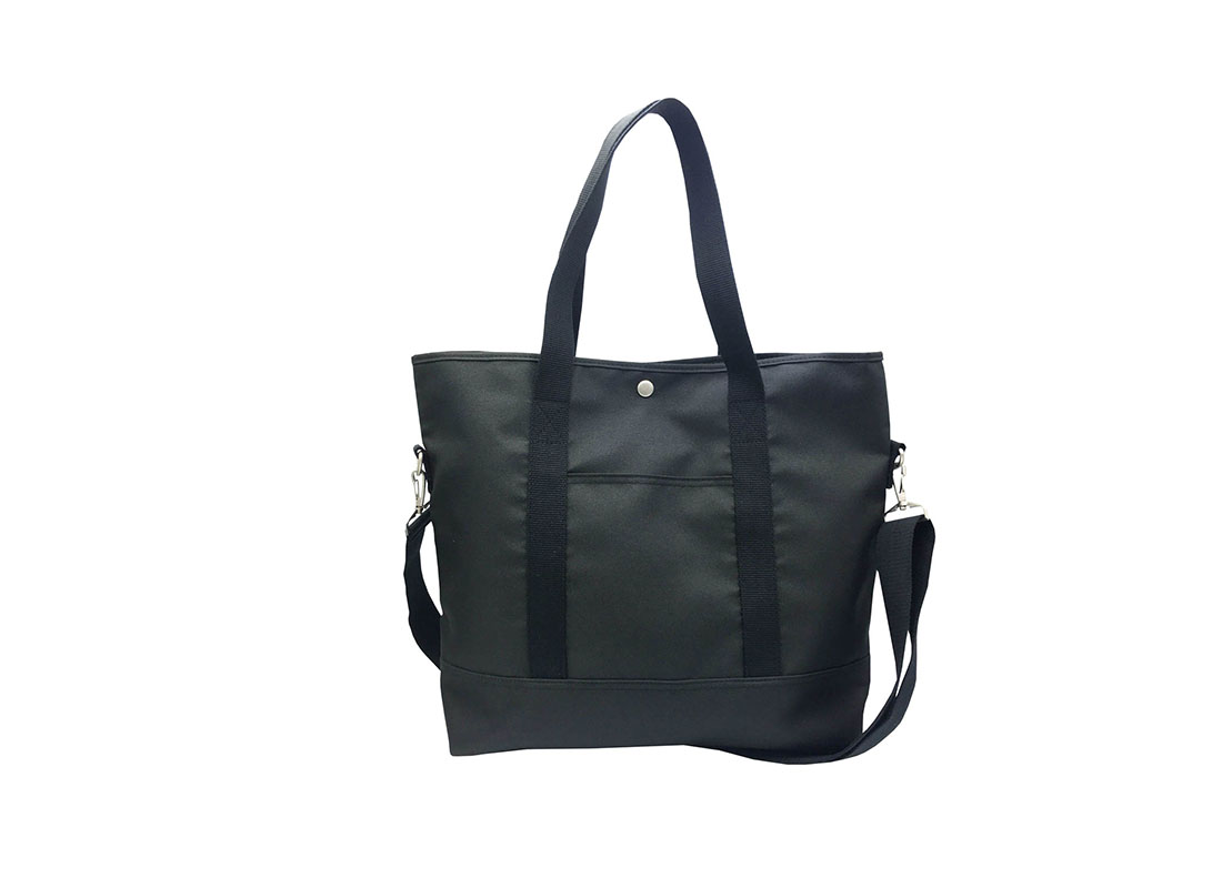 Long Shoulder Strap Tote Bag in Black Front