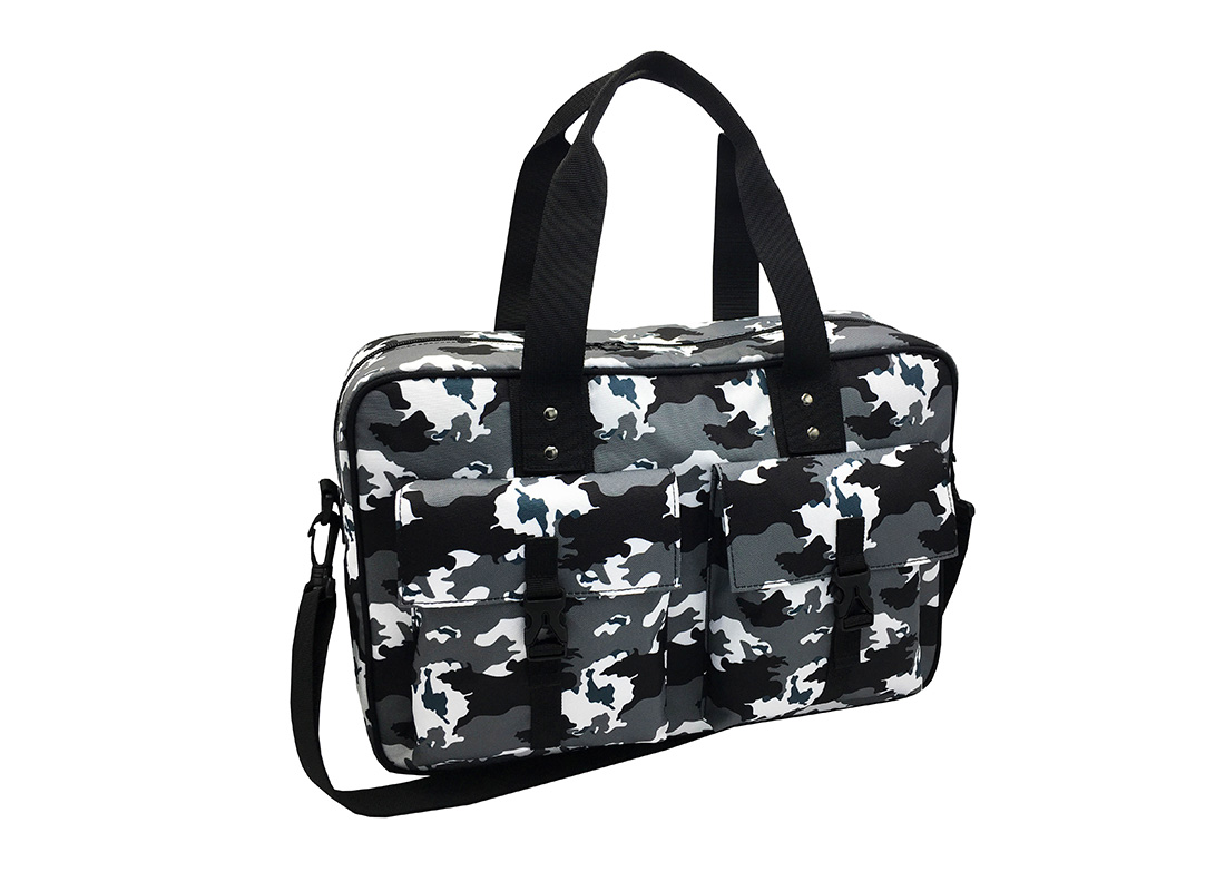 Camo Weekender Bag in Black White Grey L side