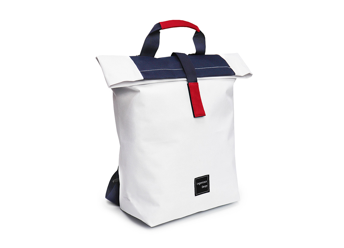 simple backpack - 20004 - white blue L side
