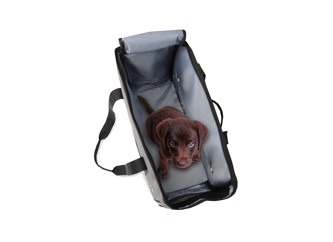 Small Pet Carrier Bag - 21006 - Grey Open with Dog