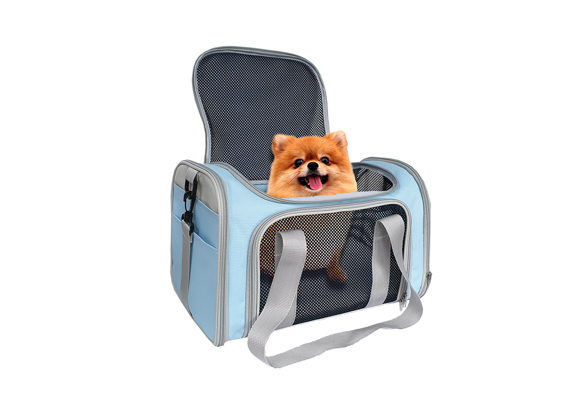 Pet Carrier Bag - 21007 - Blue - Front with Dog